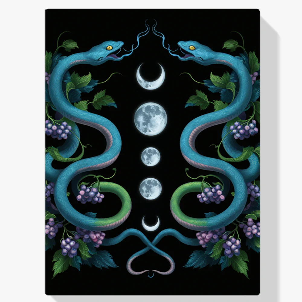 Pintura Diamante - Fases lunares de serpientes gemelas