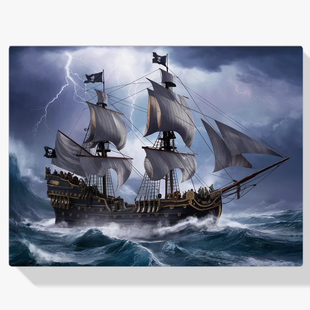 Pintura Diamante - Galeón nacido de la tormenta