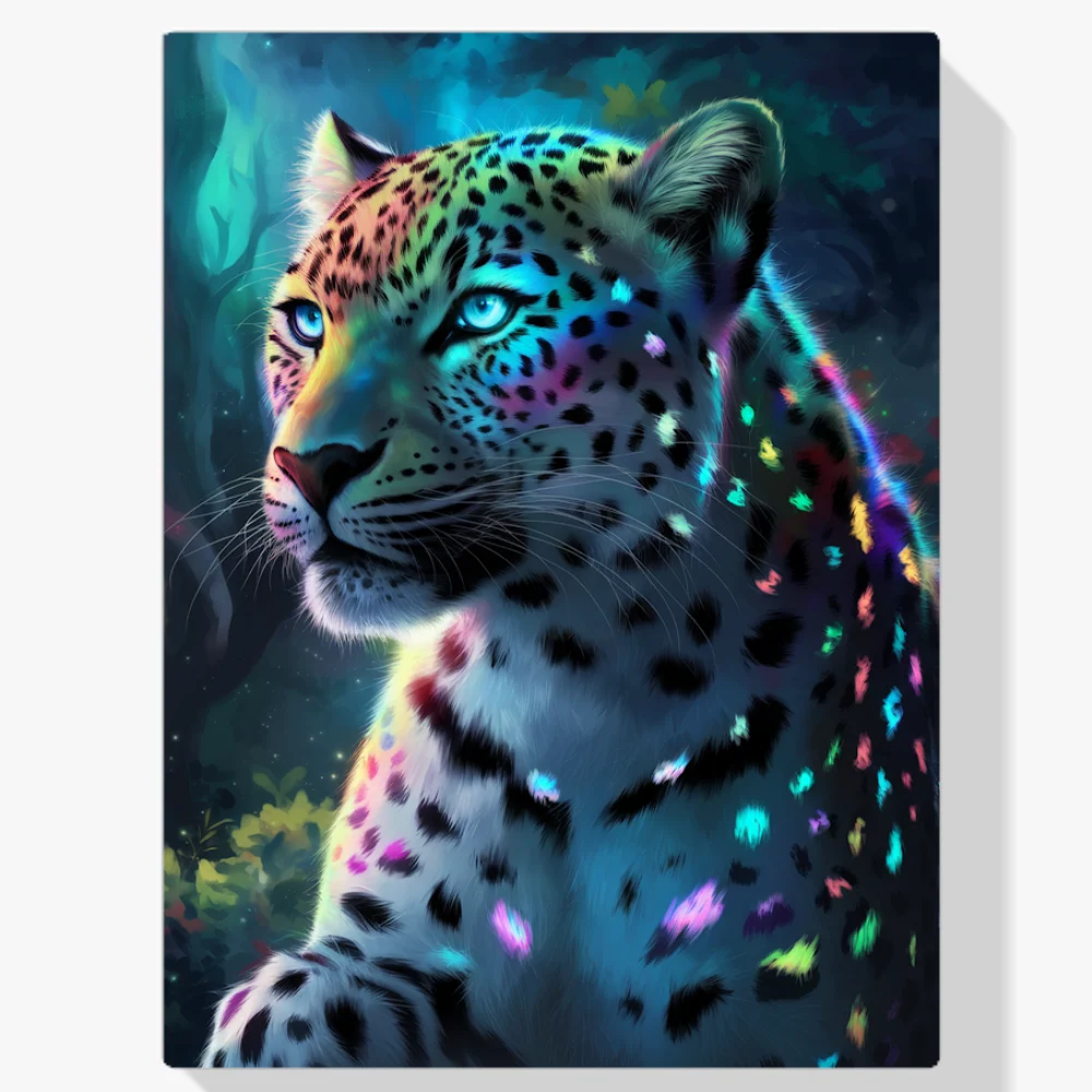 Pintura Diamante - Leopardo de la jungla neón