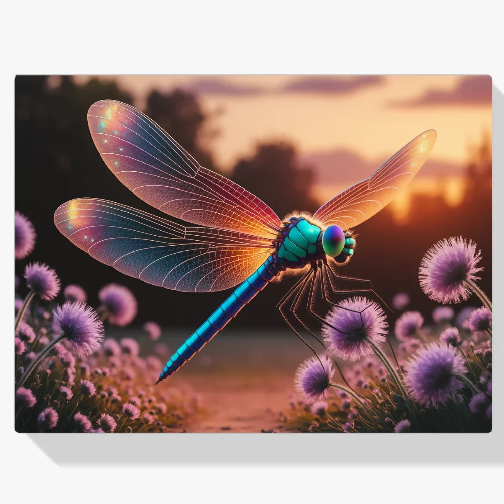 Pintura Diamante - Libélula mística con alas relucientes