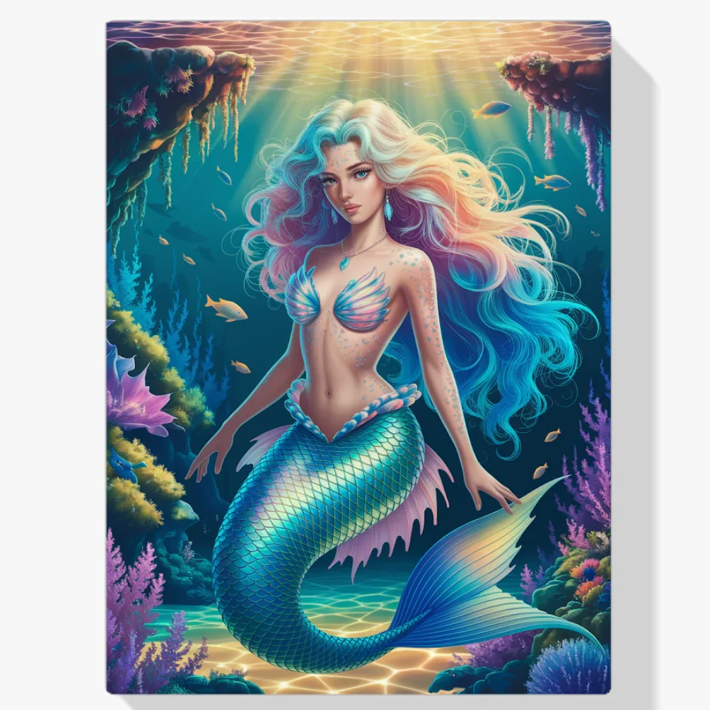 Pintura Diamante - Sirena de fantasía con escamas brillantes