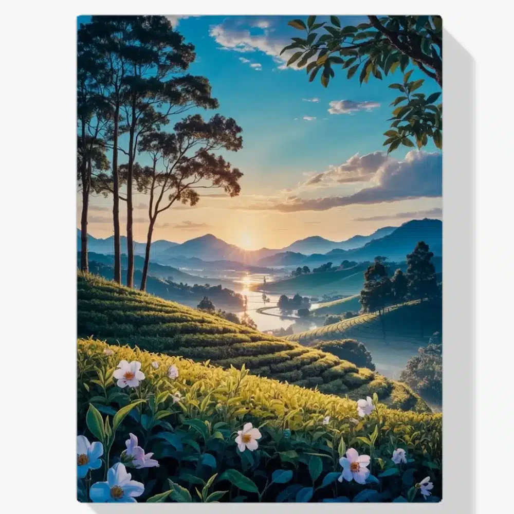 Pintura Diamante - Crepúsculo en las Colinas del Té