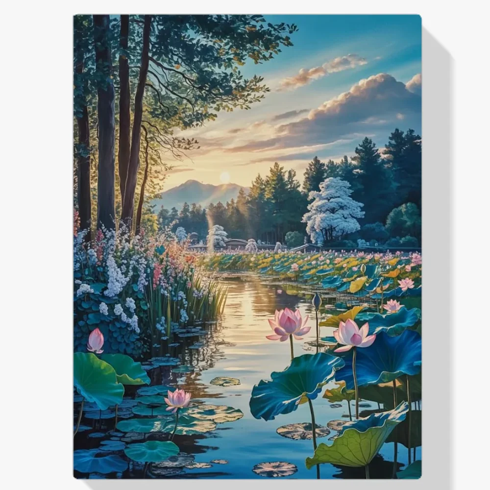 Pintura Diamante - El despertar del estanque de lotos