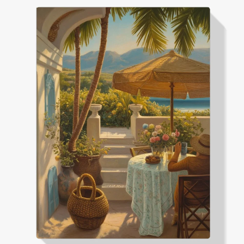 Pintura Diamante - Felicidad en el balcón con brisa