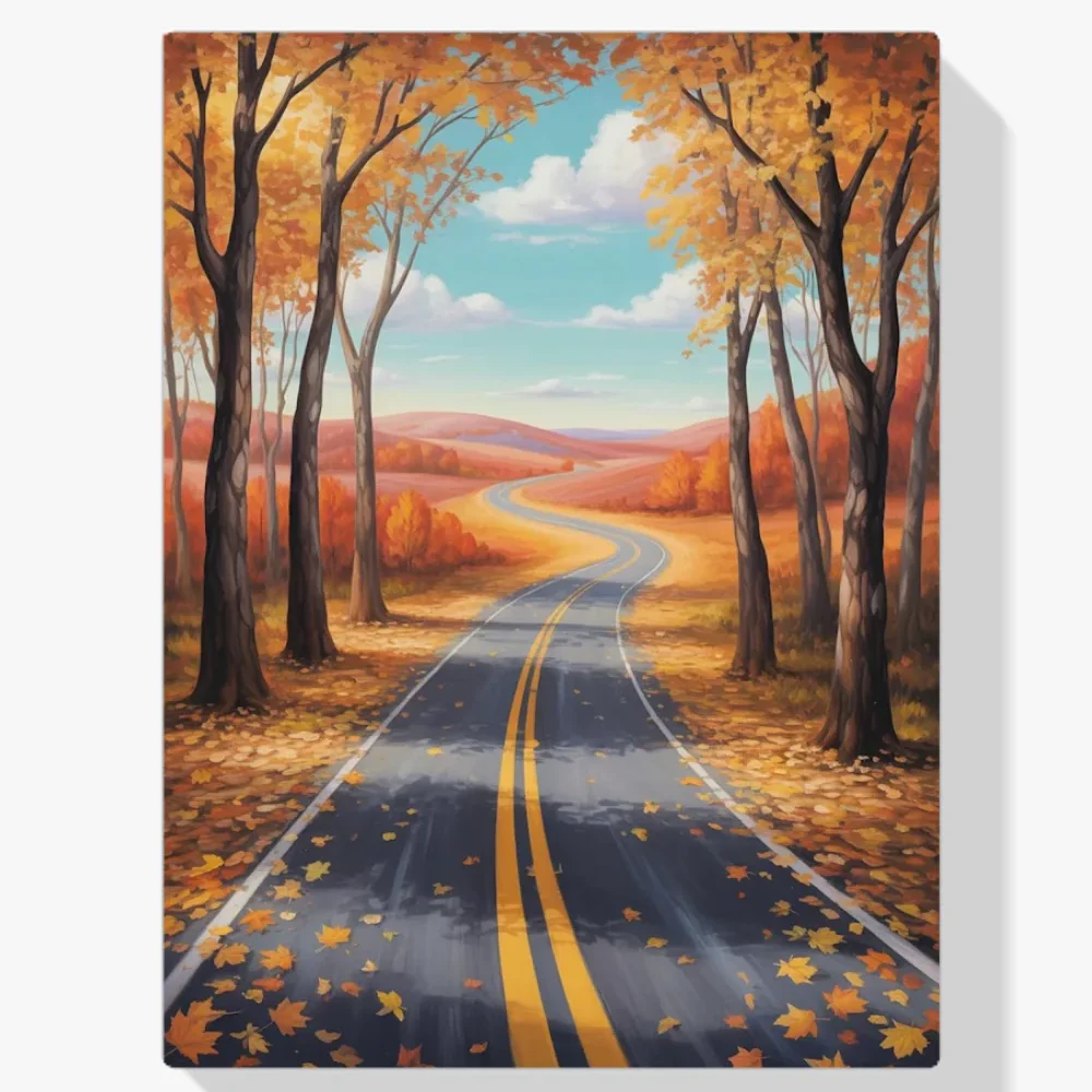 Pintura Diamante - Camino a través del resplandor del otoño