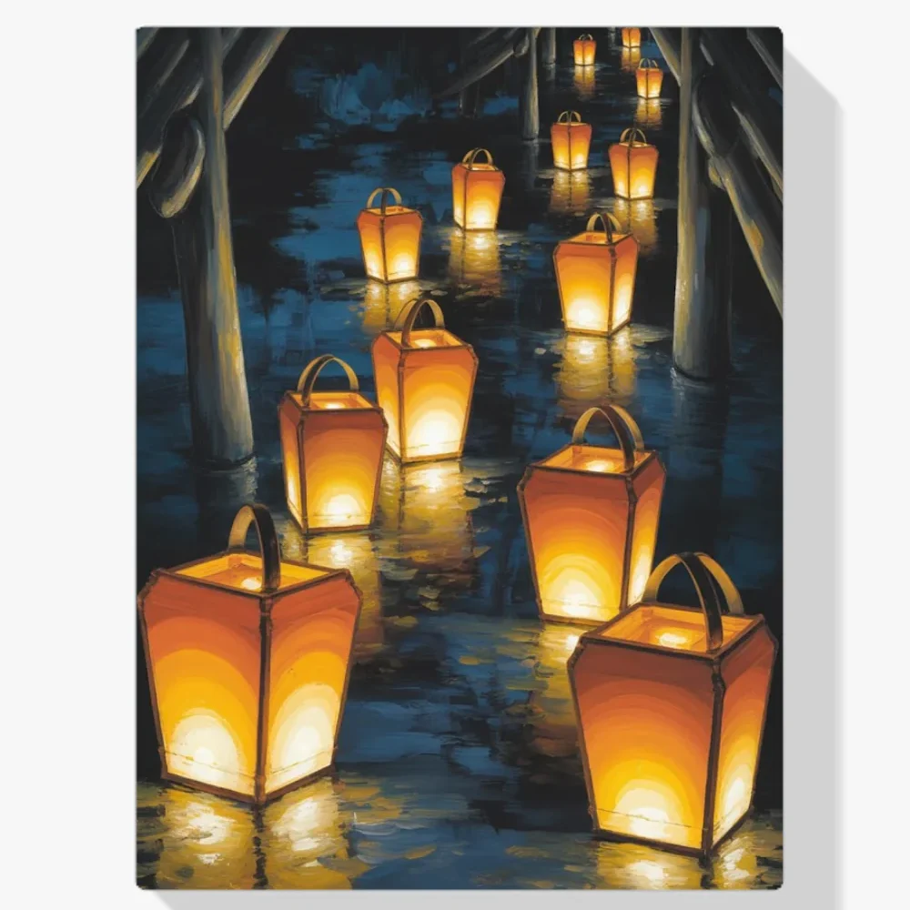 Pintura Diamante - Camino de farolillos de papel