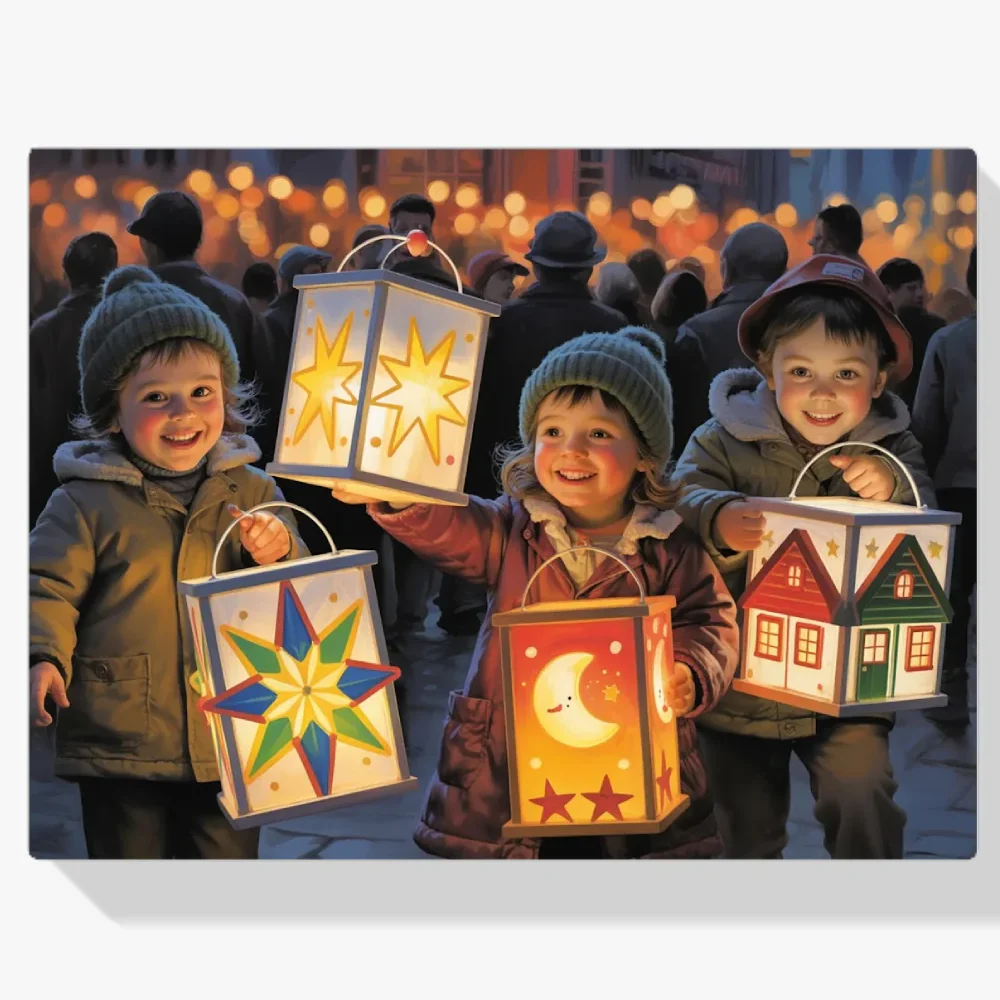 Pintura Diamante - Desfile con linternas