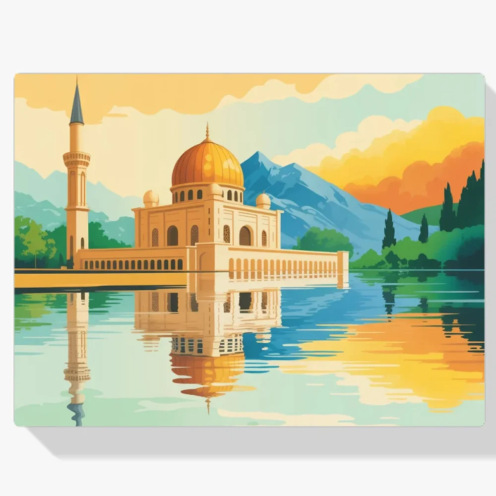 Pintura Diamante - Mezquita junto al lago