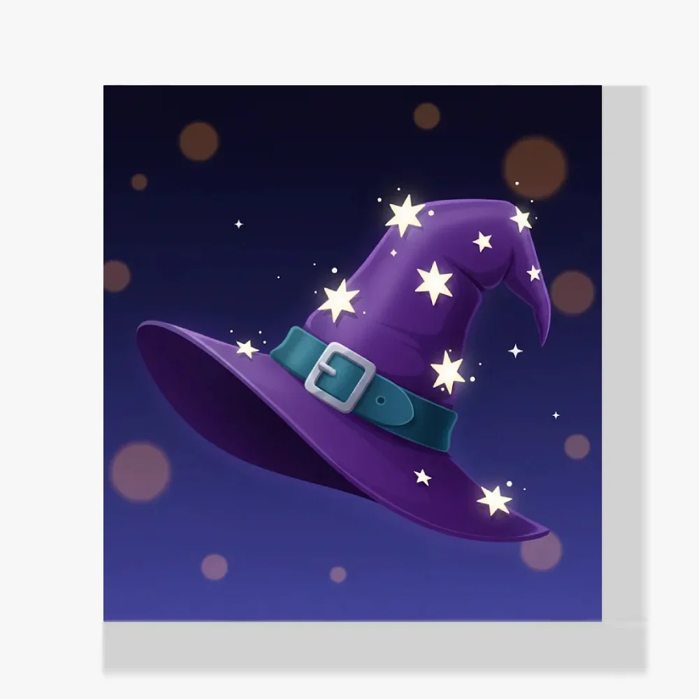 Mini Pintura Diamante - Sombrero de bruja y estrellas