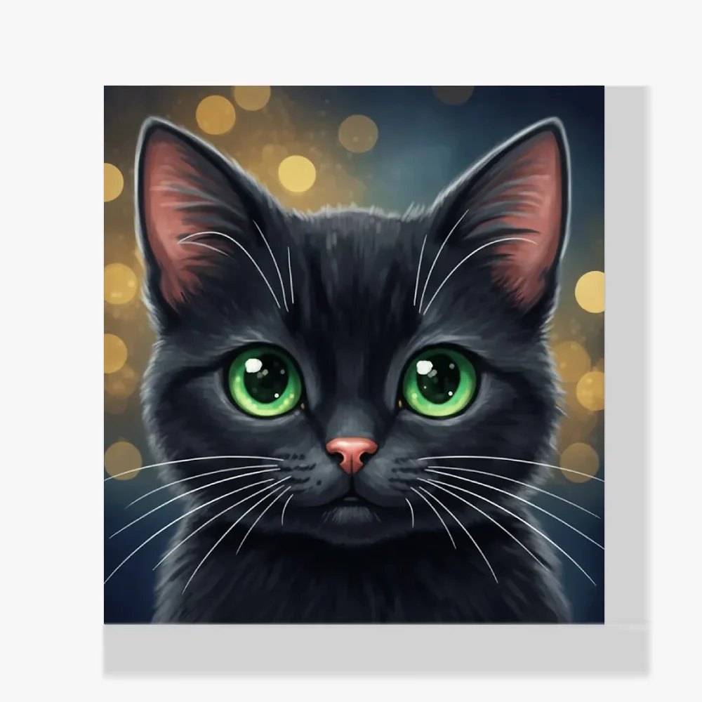 Mini Pintura Diamante - Bonita cara de gato negro