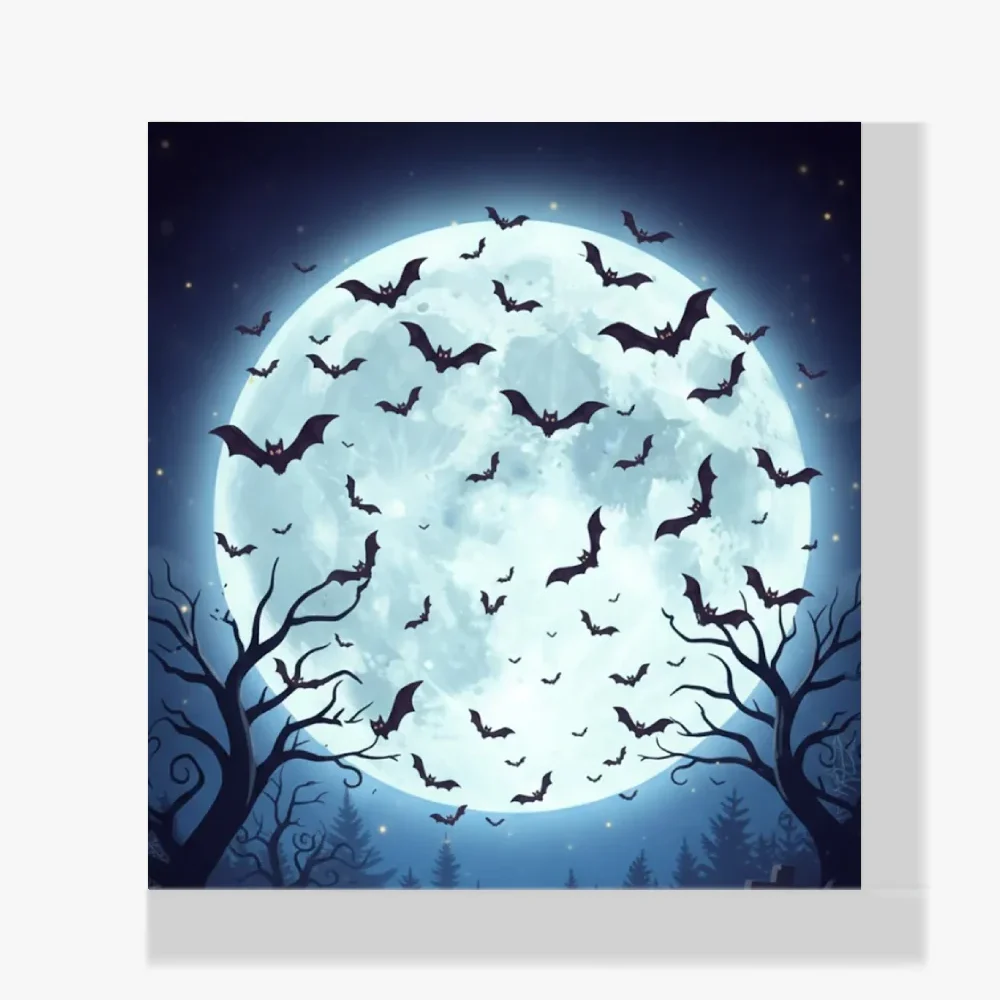 Mini Pintura Diamante - Luna llena con murciélagos