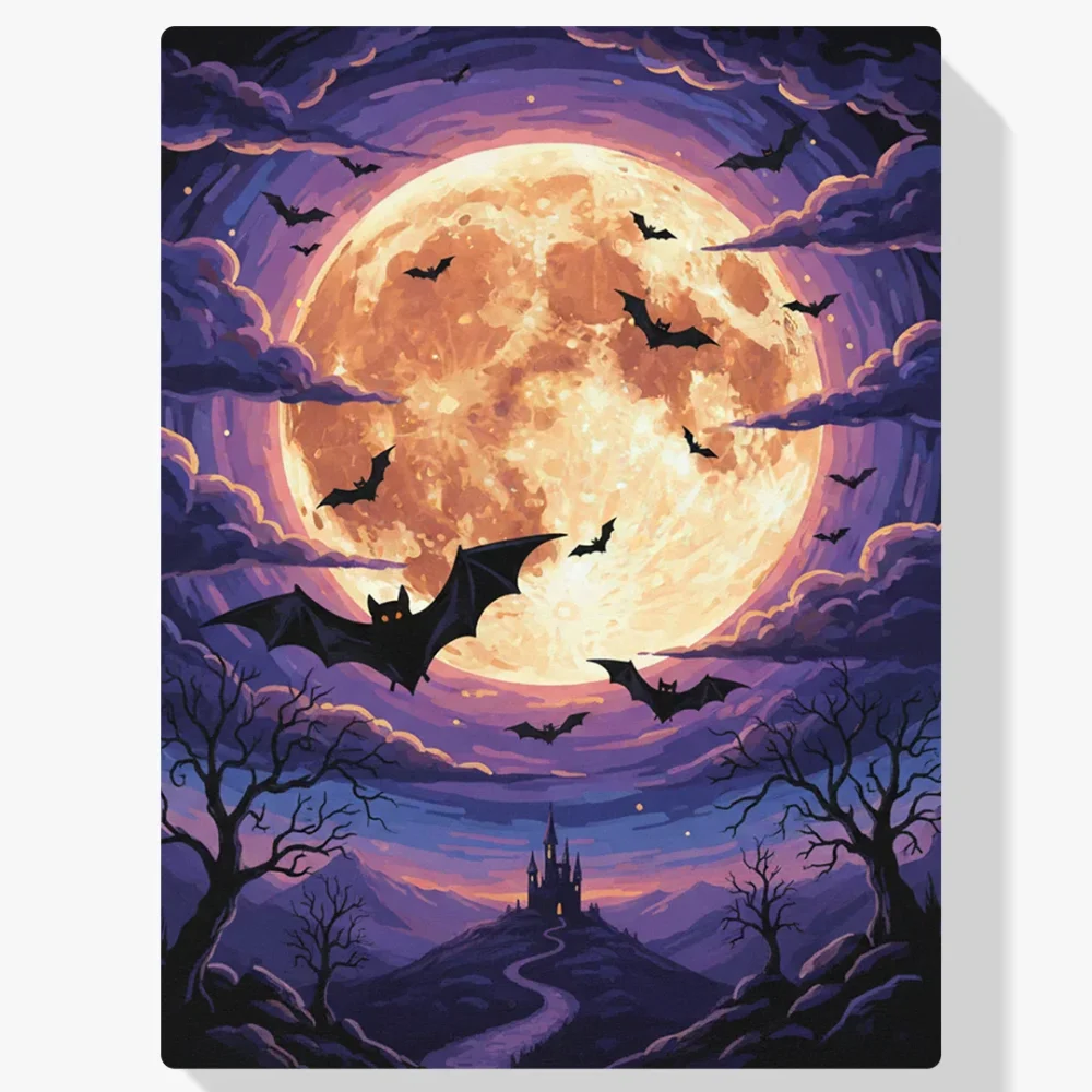 Pintura Diamante - Murciélagos sobre la luna llena