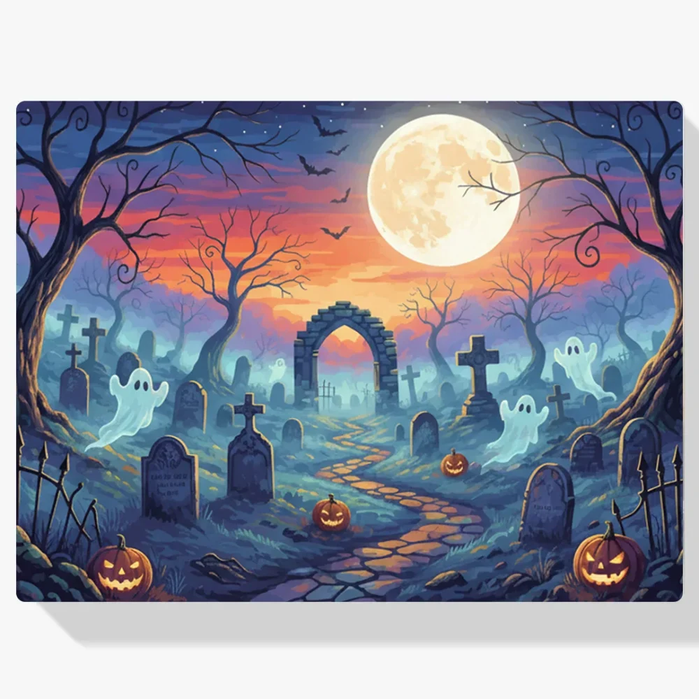 Pintura Diamante - Niebla espeluznante en el cementerio