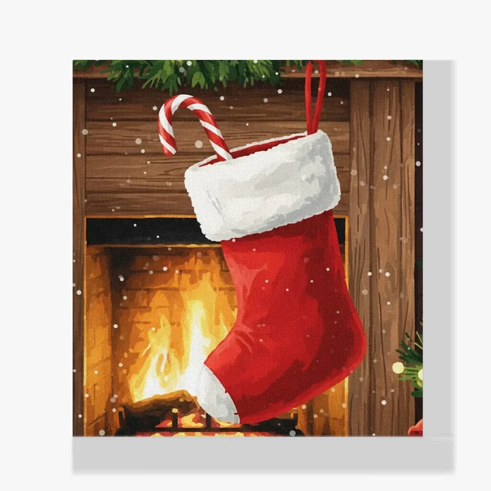 Mini Pintura Diamante - Mini calcetín con bastón de caramelo