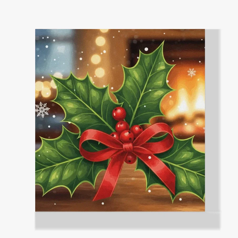 Mini Pintura Diamante - Pequeñas hojas y bayas de acebo