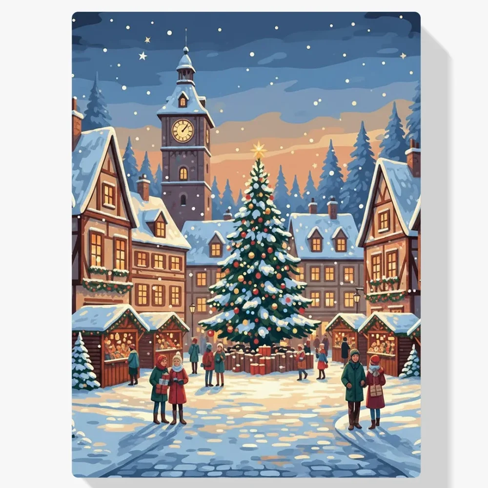 Pintura Diamante - Nochebuena en la plaza de la Ciudad Vieja